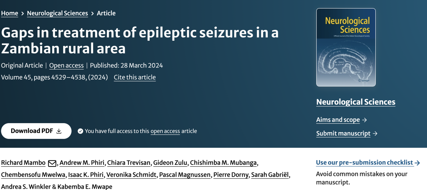 Gaps in treatment of epileptic seizures in a Zambian rural area